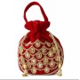 Red/Golden Acrylic Stones and Beads Studded Pouch Bag