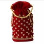 Red/Golden Beads Studded Floral Pattern with Bead Handle