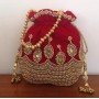 Red Heavy Embroidered Bridal Bag 
